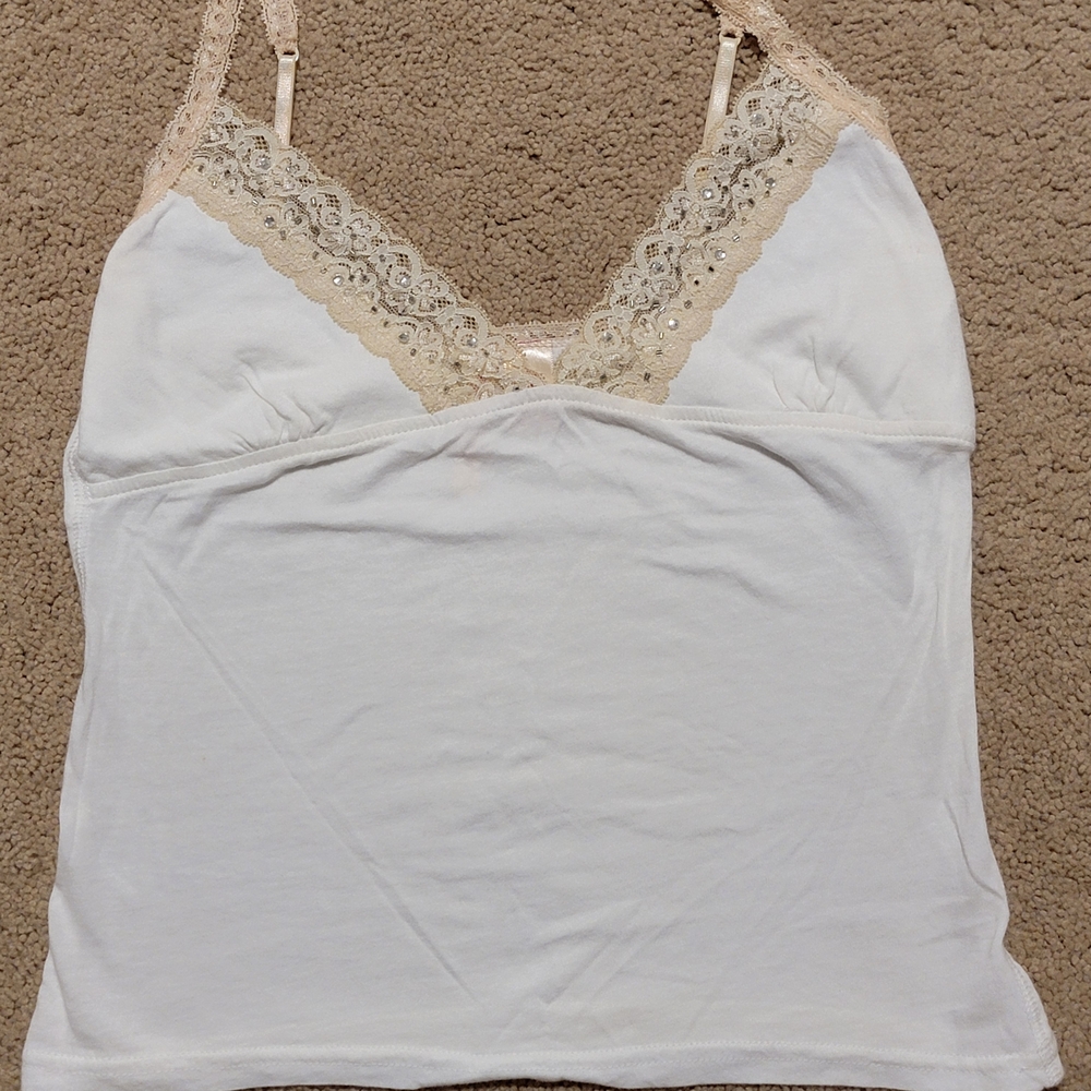 Abercrombie & Fitch White and Beige Lace Crop Top